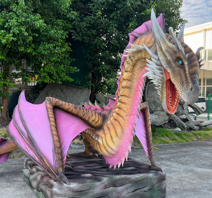 Pink animatronic dragon