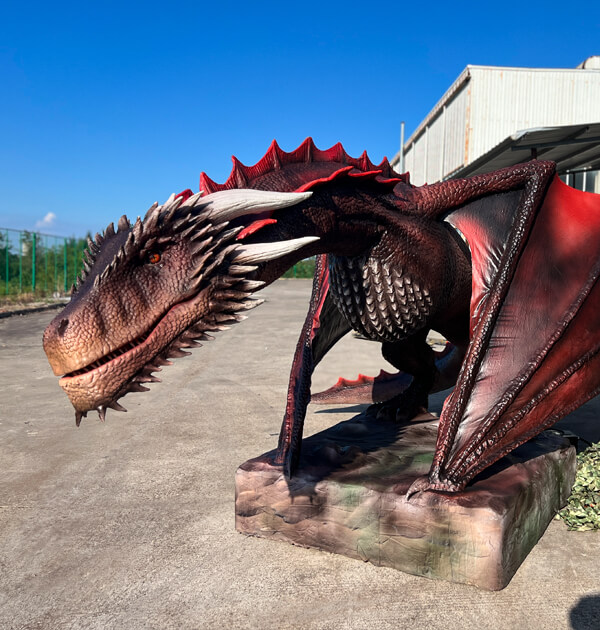 black and red skin animatronic dragon